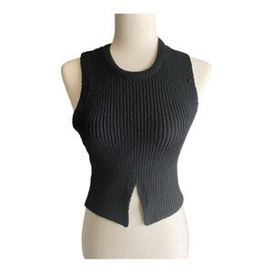 LA HEARTS-BLACK RIBBED SWEATER TOP-SIZE SMALL